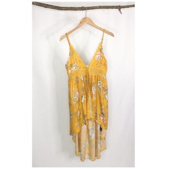 yellow high low Floral Tunic with Spaghetti Straps - Picture 9 of 9